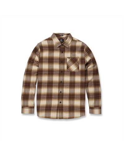 Volcom Regular Kemostone Long Sleeve Flannel Shirt - Brown