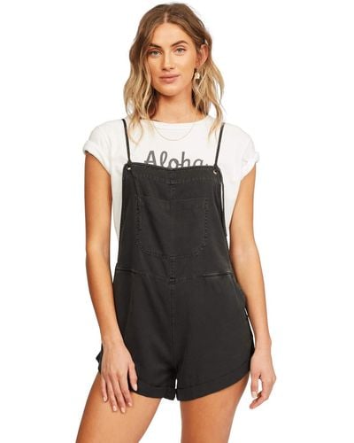 Billabong Wild Pursuit Woven Overall Rompers - Black