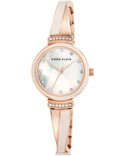 Anne Klein Ak/2216blrg Premium Crystal-accented Rose Gold-tone And Blush Pink Bangle Watch