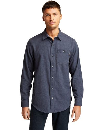Timberland Woodfort Mid-Weight Flannel Shirt Work Utility Hemd - Blau