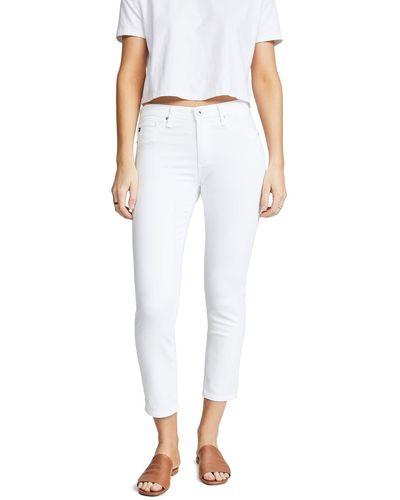AG Jeans Ag Womens Prime Mid-rise Skinny Fit Cigarette Leg Crop Pants - White