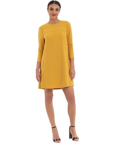 Donna Morgan 3/4 Sleeve Tent Dress W/pleat Color - Yellow