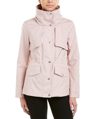 Cole Haan Womens Short Packable Rain Jacket - Pink