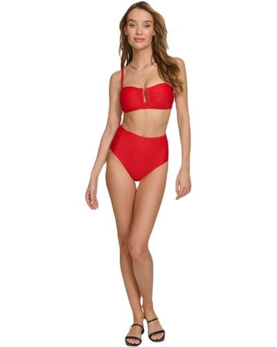 DKNY Standard Strapless Bikini Top Bathing Suit - Red
