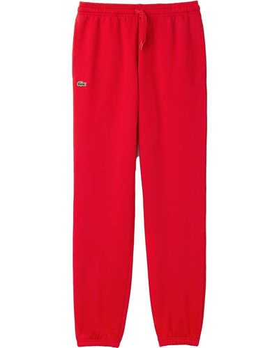 Lacoste Sport Brushed Fleece Pant With Elastic Leg Opening - Red