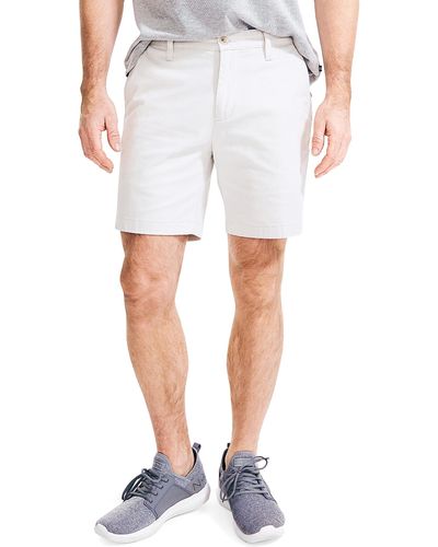 Nautica Mens Cotton Twill Flat Front Stretch Chino Casual Shorts - White