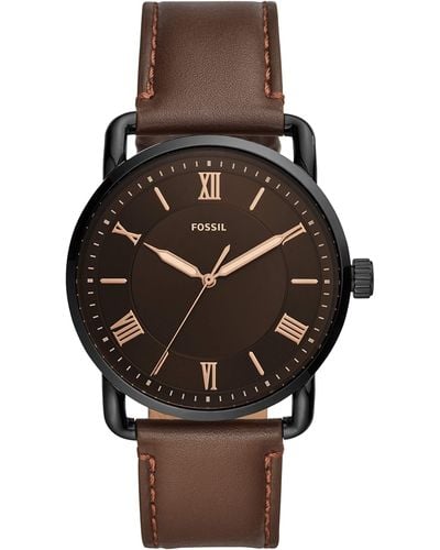 Fossil Copeland Quartz Stainless Steel And Leather Three-hand Watch - Brown