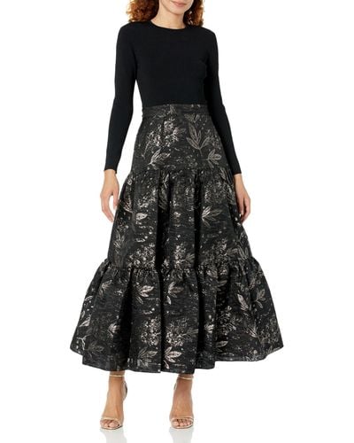 Shoshanna Nor Jacquard Knit Ankle Length Dress - Black