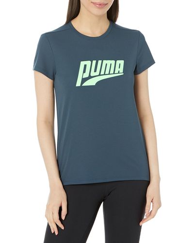 PUMA Run Logo Short Sleeve Tee - Blue
