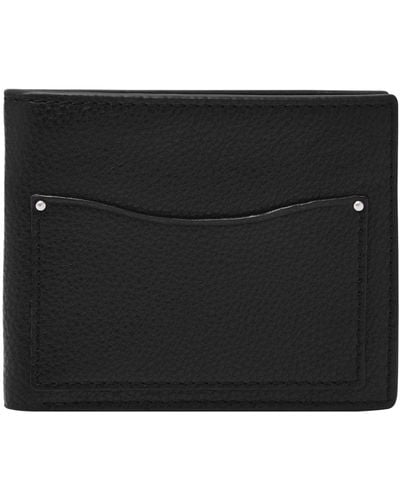 Fossil Anderson Leather Slim Minimalist Bifold Front Pocket Wallet - Black