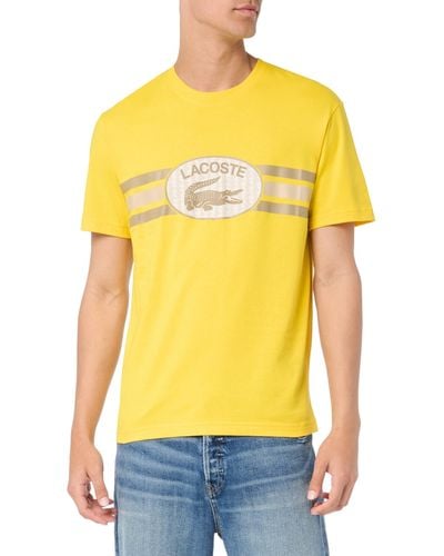Lacoste Short Sleeve Crew Neck Monograph Graphic T-shirt - Yellow