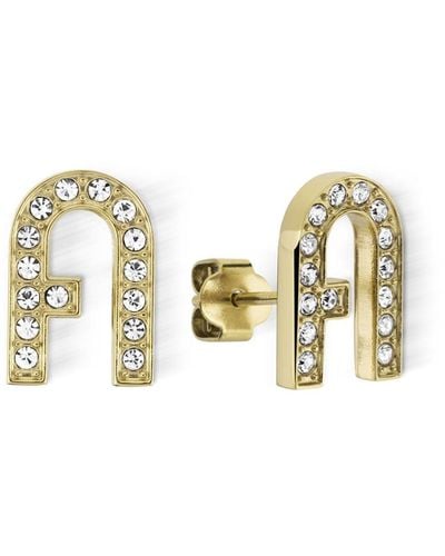 Furla Chained Logo Earrings - Metallic