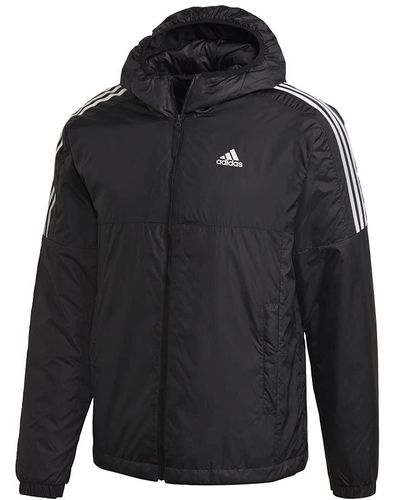 adidas 3 Stripe Essential Hooded Jacket - Black