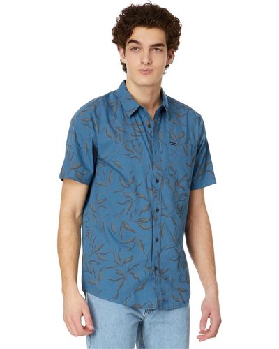 Volcom Mash Short Sleeve Button Down Shirt - Blue