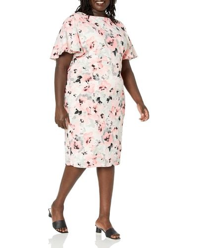 Kasper Women's Plus Floral Metallic Jacquard Dress Pink Size 18W