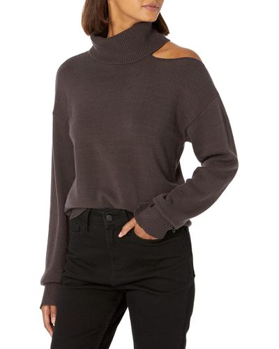 The Drop Josephine Long Sleeve Cutout Loose Turtleneck Sweater - Gray