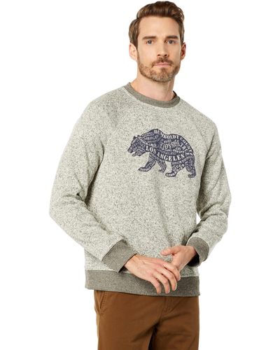 Lucky Brand Los Feliz California Bear Crew Fleece Sweater - Gray
