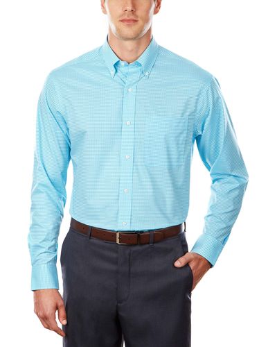 Tommy Hilfiger Non Iron Regular Fit Gingham Buttondown Collar Dress Shirt, Navy, 16" Neck 32"-33" Sleeve (large) - Blue