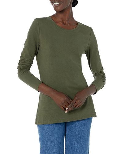 Amazon Essentials T-Shirt Girocollo a iche Lunghe con vestibilità Classica - Verde