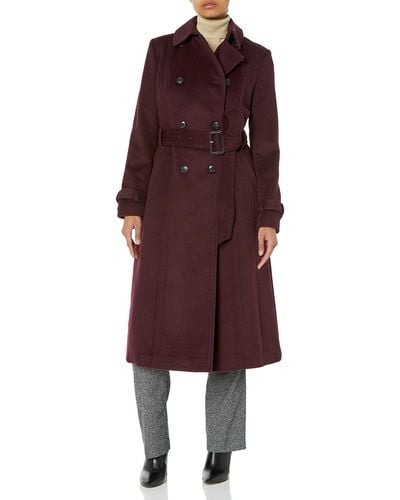 Cole Haan Flared Trench Slick Wool Coat