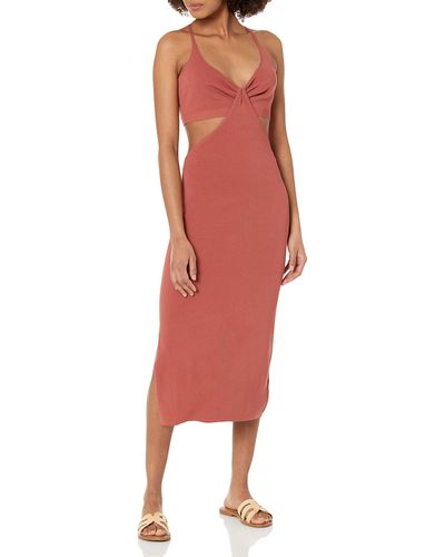 The Drop Zuri Fitted Cut-out One Shoulder Maxi Sweater Dress - Red
