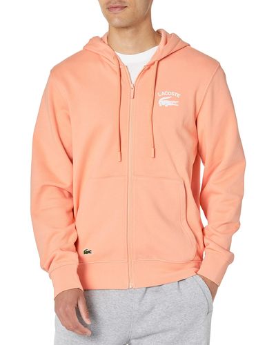 Lacoste Long Sleeve Classic Fit French Terry Zip-up Hoodie - Orange