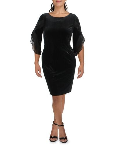DKNY Sheath With 3/4 Chiffon Sleeve Dress - Black