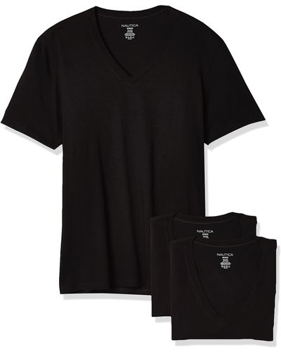 Nautica 3-Pack Cotton V-Neck T-Shirt Unterwäsche - Schwarz