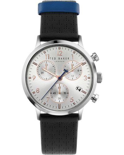 Ted Baker Gents Black Eco-leather Strap Watch - Gray
