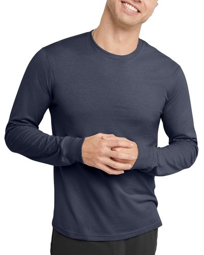 Hanes Originals Long Sleeve Cotton T-shirt - Blue