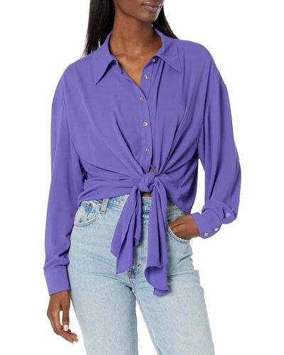 Ramy Brook S Raven Tie Front Top Button Down Shirt - Purple