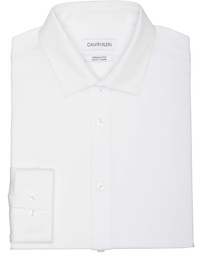 Calvin Klein Dress Shirt Slim Fit Everyday Active 4-way Stretch - White