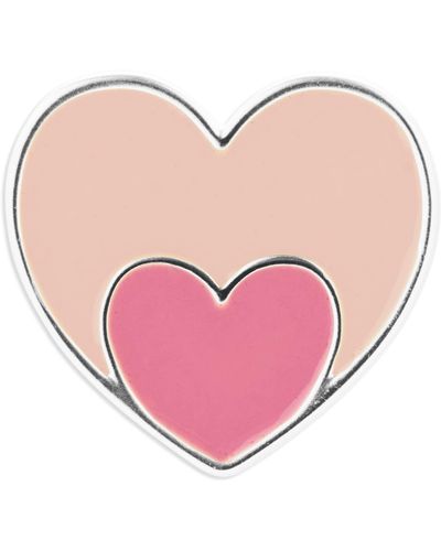 Lucky Brand Gold-tone Color Double Heart Pin - Pink
