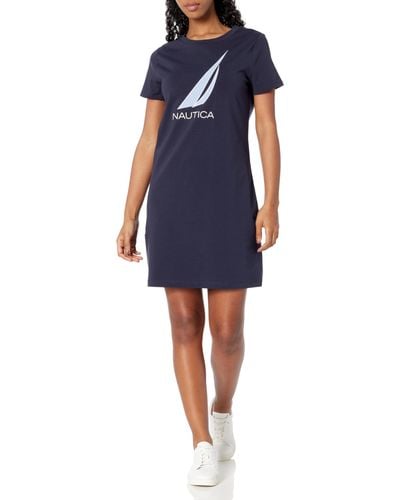 Nautica Crewneck T-shirt Logo Dress - Blue