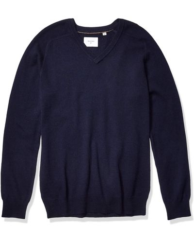 Billy Reid Extrafine Merino Wool Cashmere Pullover V-neck Sweater - Blue