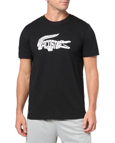Lacoste Short Sleeve Regular Fit Sports Performance Graphic Tee Shirt - Black