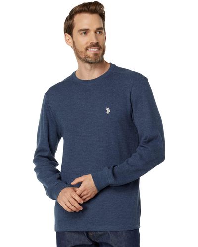 U.S. POLO ASSN. Long Sleeve Crew Neck Solid Thermal Shirt - Blue