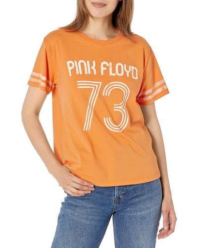 Lucky Brand Womens Pink Floyd Boyfriend Athletic Tee T Shirt - Orange