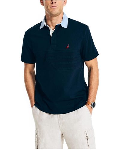 Nautica Classic Fit Rugby Chest-stripe Polo - Blue