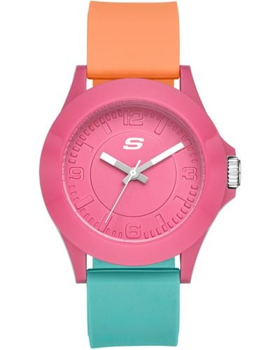 Skechers ' Rosencrans Three Hand Orange Silicone Watch - Pink