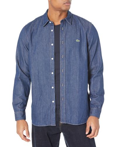 Lacoste Regular Fit Organic Cotton Denim Shirt - Blue