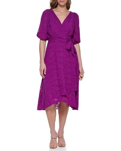 DKNY Faux Wrap Dress - Purple