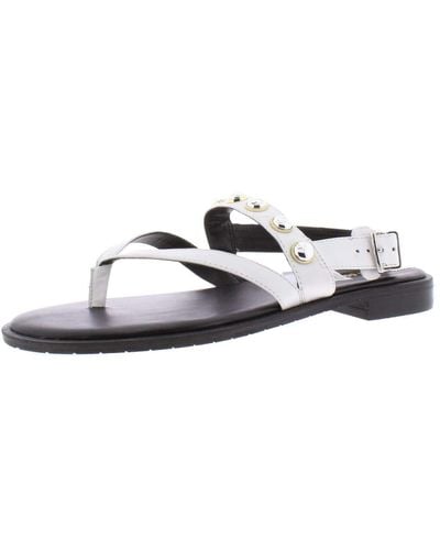 Kenneth Cole Tama Stud Slingback Leather Sandals - White