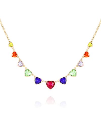 Guess Goldtone Rainbow Glass Stone Statement Necklace For - Blue