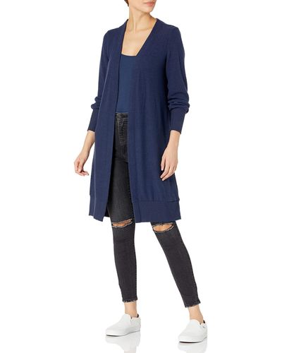 Lucky Brand Long Sleeve Open Front Jersey Cardigan Sweater - Blue
