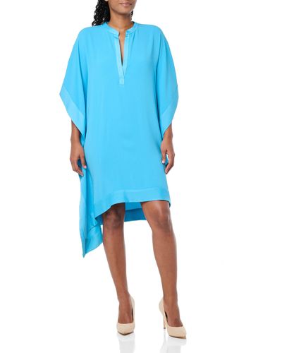 Trina Turk Sharkbite Hem Caftan Dress - Blue