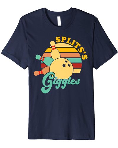 Caterpillar Funny Bowling-shirt Splits 'n Giggles Bowling Team Bowler Premium T-shirt - Blue