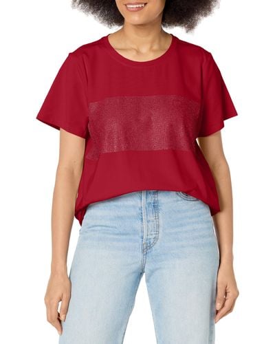Calvin Klein Ck Logo Knit Short Sleeve - Red