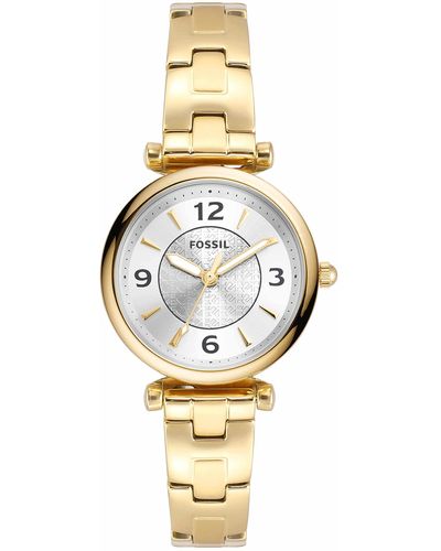 Fossil Carlie Sport Mini Quartz Watch With Stainless Steel Strap - Metallic