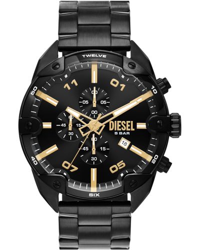 DIESEL Spiked Chronograph, Black Stainless Steel Watch